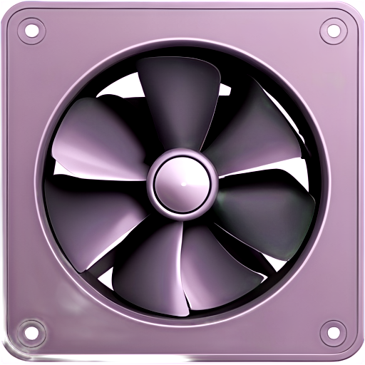 Exhaust fan with four cartoon leaves, gray - icon | sticker