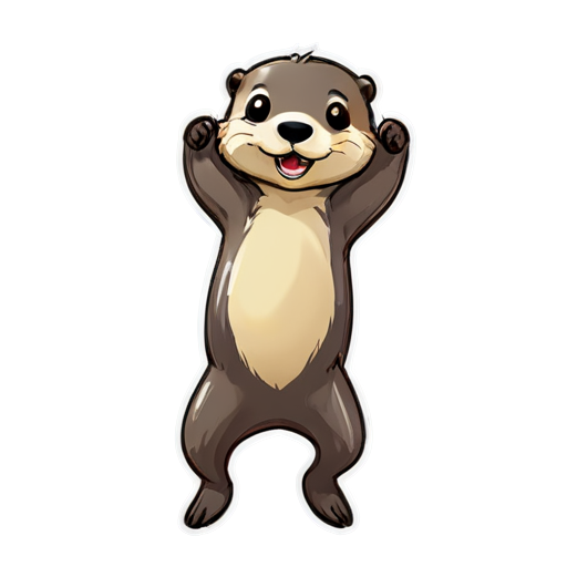 an otter who like dancing,manga,cute,chiikawa style,color more pure - icon | sticker