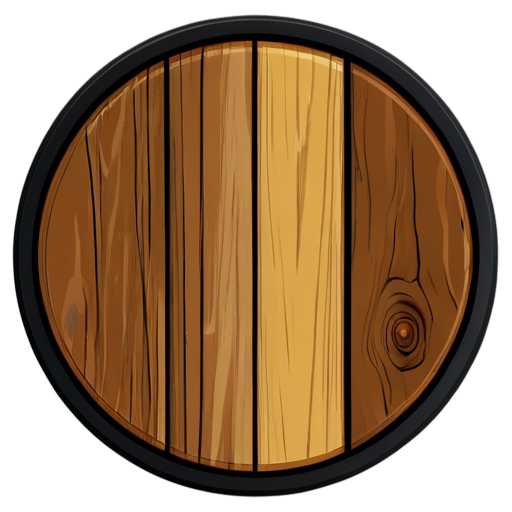 Rustic table with wooden planks. . inside round icon with thin black rim - icon | sticker