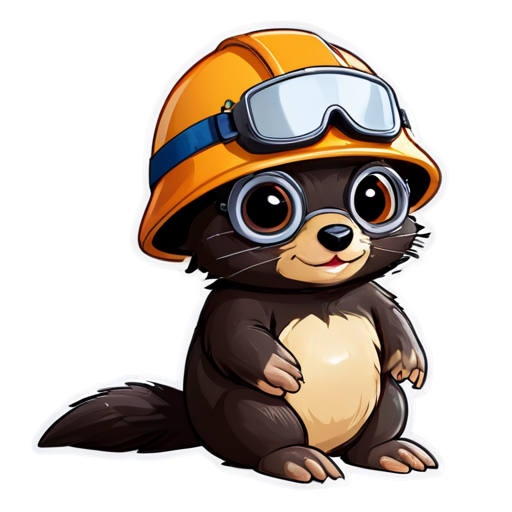 mole with helmet and safety glasses - icon | sticker