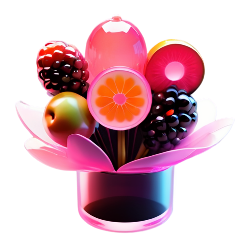 bouquet of cut fruits in pink - icon | sticker