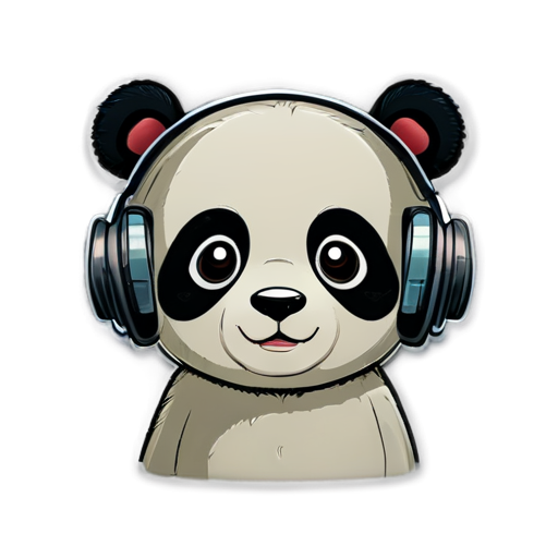 A panda head with headphones - icon | sticker