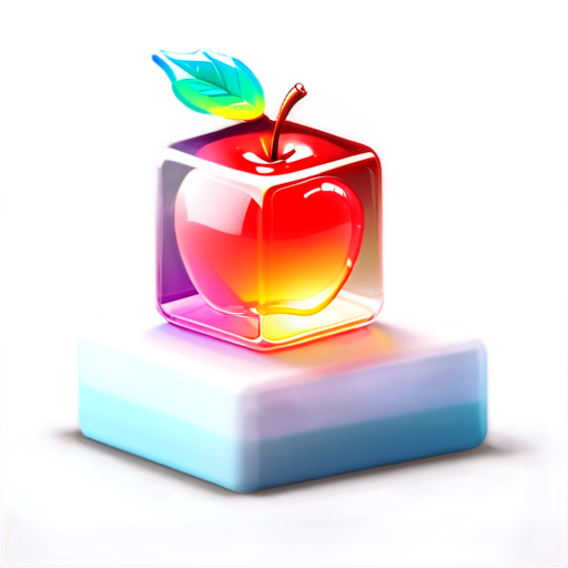 the cherry is in a glass cube - icon | sticker