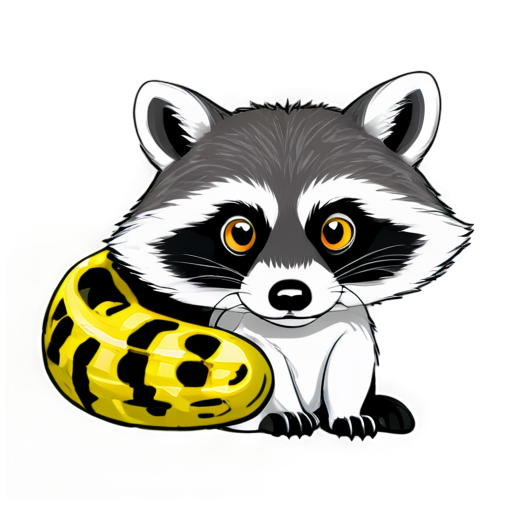 Raccoon with snake eyes, games, play, rgb - icon | sticker