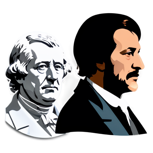 *Create an icon featuring a silhouette of three thinkers (Hegel, Feuerbach, Marx) with a question mark above, representing their theories on alienation.* - icon | sticker