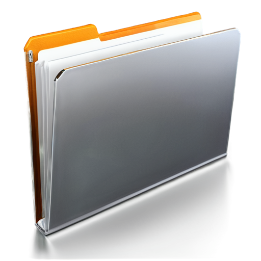 thick silver folder with papers. folder color - silver. sheets should stick out of the folder. inscription on the folder "Case". image should take up 50% of the space. background is transparent. brown glow around the folder - icon | sticker