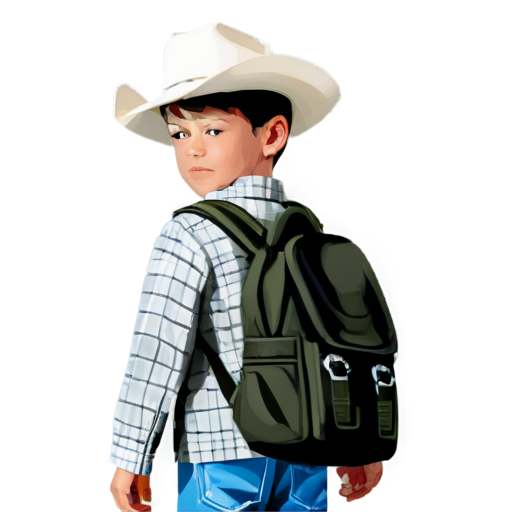 Pixel style,close up,cowboy shot, 1gir, Child, carrying schoolbag - icon | sticker