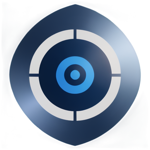 imagine a logo with a dark blue shield in the center, a sniper scope in the center, and binary code patterns on the shield - icon | sticker