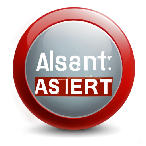 Round red button with "Alert" - icon | sticker