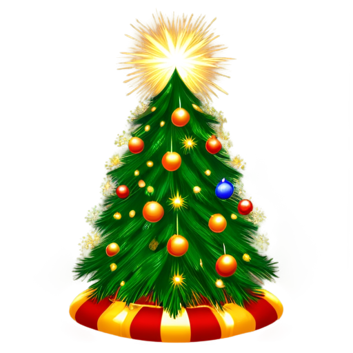 flash picture with fireworks and christmas tree - icon | sticker