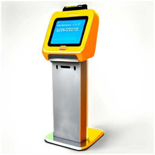 self-service terminal in yellow-orange colors - icon | sticker