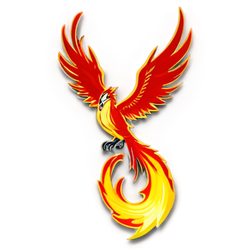 minimalist phoenix spirit, red flames - icon | sticker