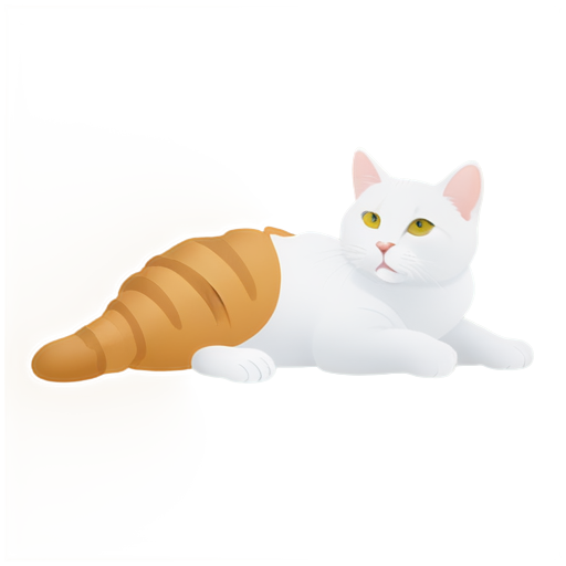 The cat is lying with a croissant - icon | sticker