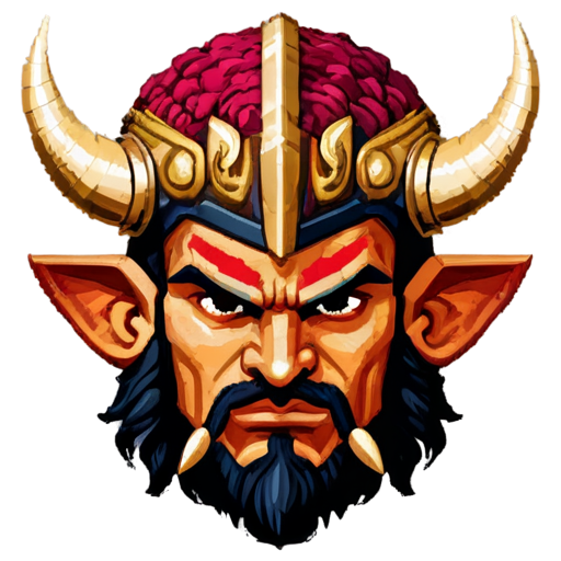 very Pixelated rpg game character type Ravana head - icon | sticker