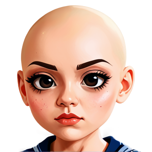 Bald cum face girl with passion eyes and messed makeup - icon | sticker