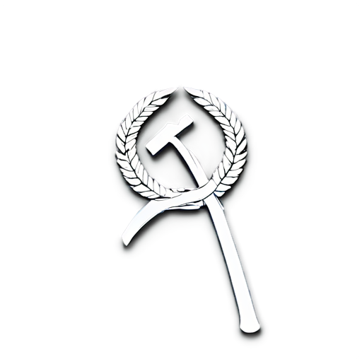 Hammer and sickle white fill, transparent background - icon | sticker