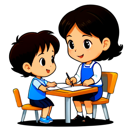 AN İCON showing children playing or children with a teacher during instruction. - icon | sticker