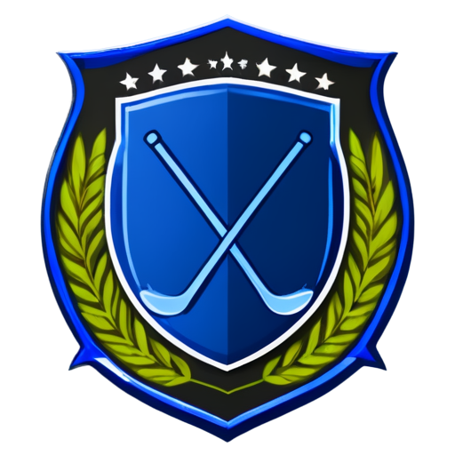 Logo of the Hockey tournament for children in the coat of arms blue color vector graphic - icon | sticker