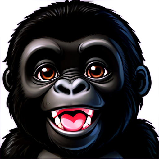 Sticker, Beautiful, kind gorilla, smiling - icon | sticker