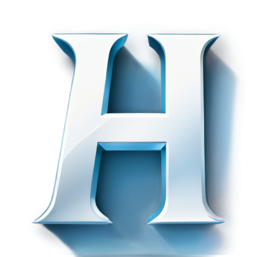 A bold, uppercase letter "H" as the central element. The icon should be easily recognizable at small sizes, like a favicon, so the "H" should remain simple and not overly complex. The icon should be white on a blue background and look hand write - icon | sticker