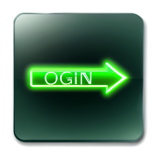 A green square login button with a pointer on it ready to click on it - icon | sticker