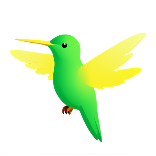 cute emerald collored colibri with big wings - icon | sticker