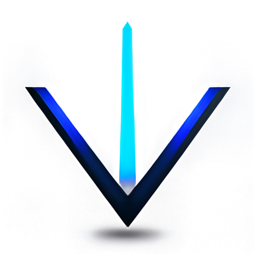 A sleek and modern 'V' shape design with a futuristic and high-tech aesthetic, combined with the visual elements of candlestick charts (K-line) in trading. The 'V' is illuminated with neon blue and white glowing lights, with candlestick patterns integrated into the arms of the 'V'. Surrounding the 'V' are dynamic fiery effects with bright orange and red flames. The background should resemble a financial trading dashboard with a dark gradient, enhancing the contrast of the glowing 'V', candlestick patterns, and fire. The overall design should be minimalist, visually striking, and emphasize technology, financial dynamics, and energy - icon | sticker