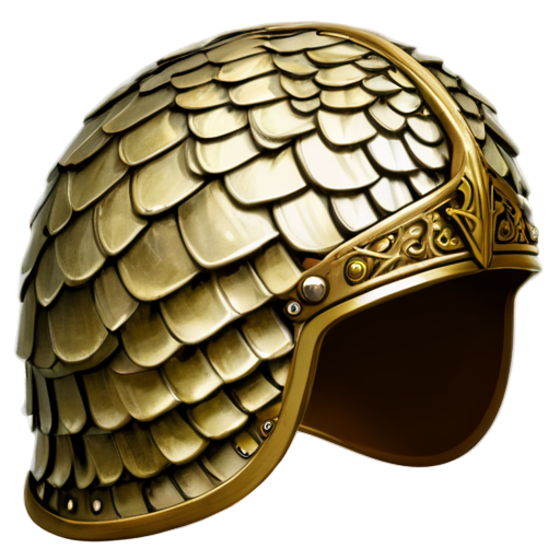 Medieval fantasy helmet made of beige lizard scales, matte - icon | sticker