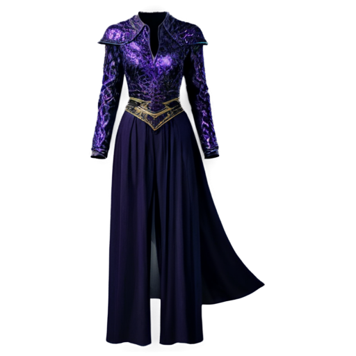 Intricate reach medieval fantasy women battle jumpsuit made of purple night sky - icon | sticker