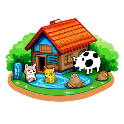 The way animals are gathered inside the house - icon | sticker