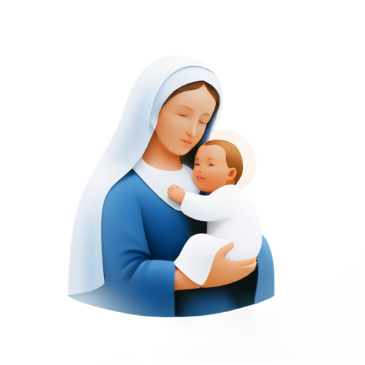 simple and elegant for the app “Stella Maris” that includes the image of the Virgin Mary holding the baby Jesus, elements that people can quickly identify that the app is a radio/podcast. - icon | sticker