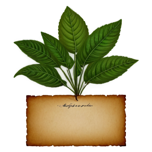 A plant and an old letter in the background - icon | sticker