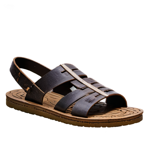 Medieval simple roman knee-length sandals made of tree bark stripes - icon | sticker