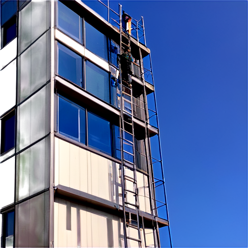 We work safely from a scaffold tower. We use telescopic poles to clean, so don’t crack or break tiles - icon | sticker