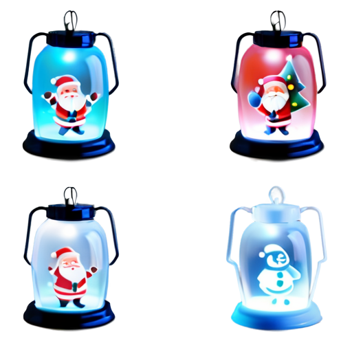 christmas musical lanterns with santa - icon | sticker