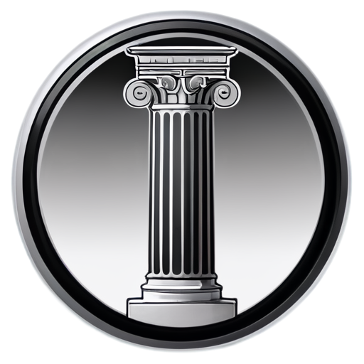 Greek column inside round icon with black rim - icon | sticker