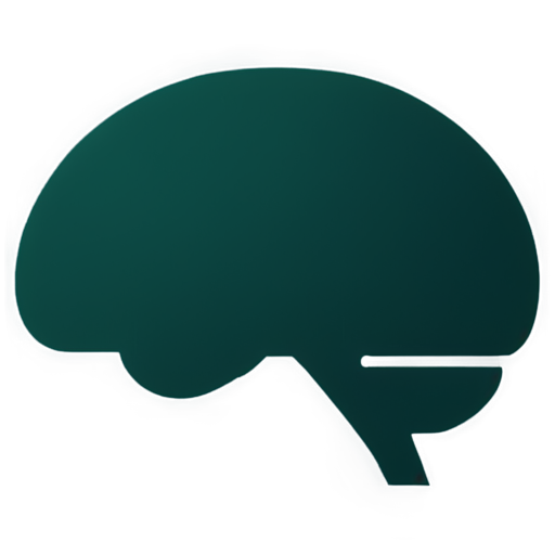 Request for an AI knowledge base application visual asset - an icon featuring a detailed side view of an intelligent brain. This will serve as both the application launch icon and chat avatar for an advanced AI technology enterprise. The background should use the deep green color of boreal coniferous forests. The design should incorporate circuit nodes connected to the brain through moderately weighted circuit lines with flowing effects. The style should be minimalist with organic flowing curves, incorporating data streams, light effects, and particle elements. - icon | sticker