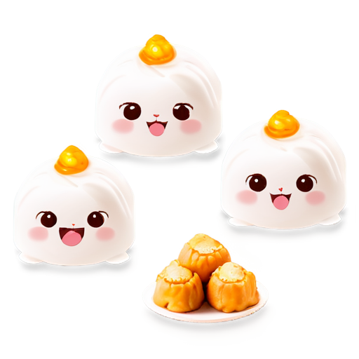 3 pcs dimsum with face and effect fire like brother - icon | sticker