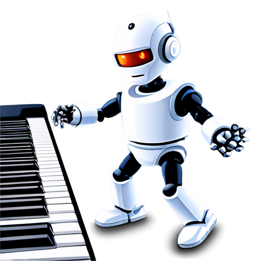 Robot playing electronic keyboard - icon | sticker