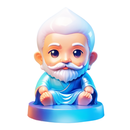 indian guru with bald head, moustache & beard sat on a mountain - icon | sticker