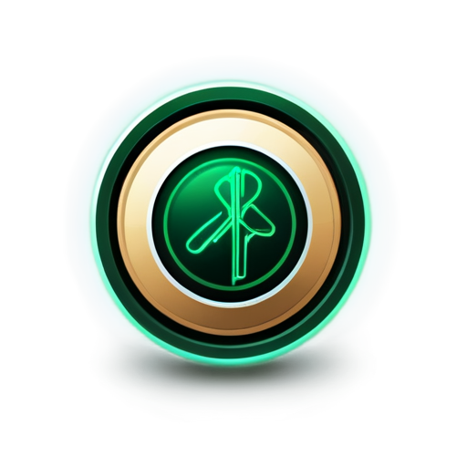 Design an icon for the cryptocurrency project BEO, focusing on ecology and innovation. The icon symbolizes a click — a circular button with a glowing effect, created in natural shades of green and sand. The center features a simple symbol of a finger or a mouse, evoking a sense of ease and interactivity." - icon | sticker