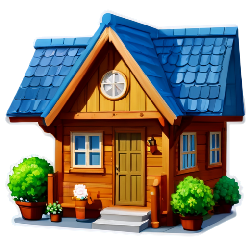 A simple wooden hoA simple wooden houseuse - icon | sticker