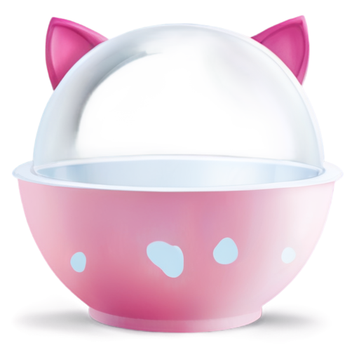 pink kitty milkbowl - icon | sticker