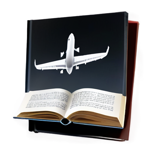 A book with an airplane flying around it - icon | sticker