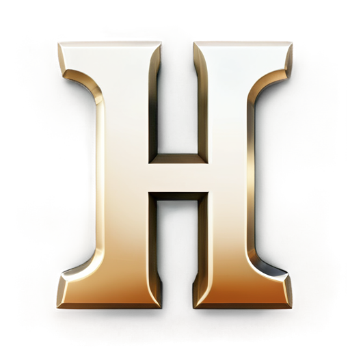 A bold, uppercase letter "H" as the central element. The icon should be easily recognizable at small sizes, like a favicon, so the "H" should remain simple and not overly complex. - icon | sticker