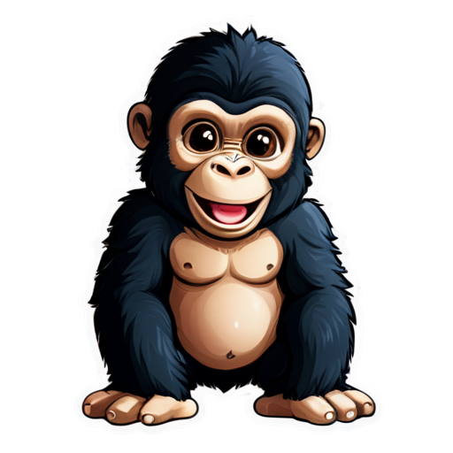 Sticker, Beautiful, kind gorilla, smiling - icon | sticker