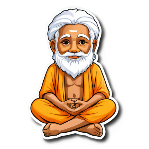 indian guru sat on a mountain - icon | sticker