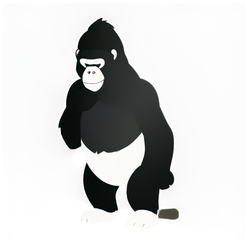 simple Black gorilla with something white inside it - icon | sticker