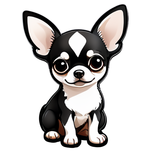 chihuahua black and white - icon | sticker