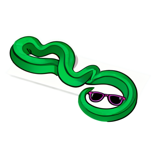 a snake in the form of a long piece of paper with glasses - icon | sticker